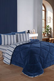 L'essentiel linge de maison Juego de 2 fundas de almohada Soft Line - Navy